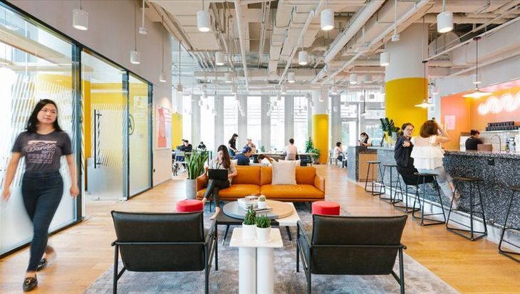 Interior of WeWork Dalian Lu, Shanghai, 2018.