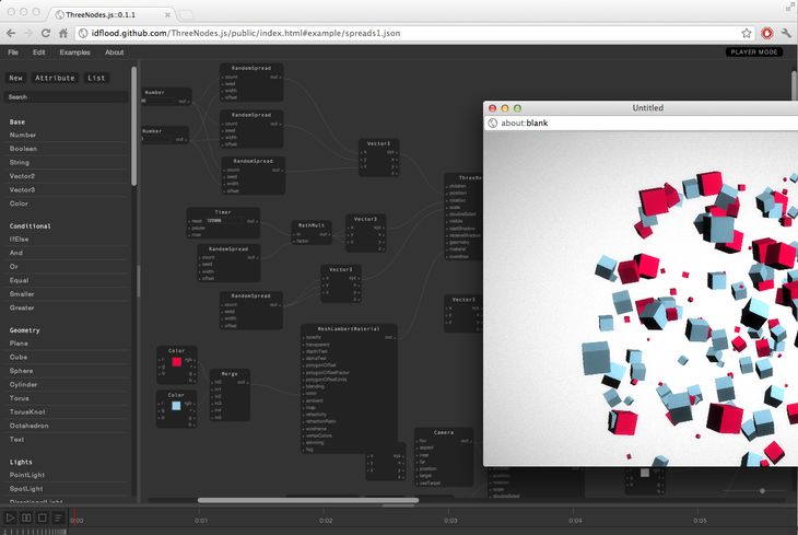 Generating cubes with threenode.js