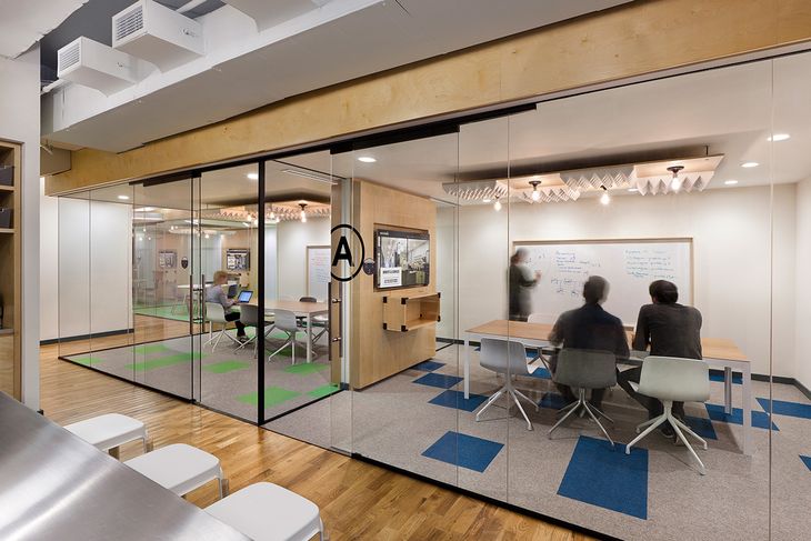 Figure 1: Two meeting rooms at WeWork’s City Hall location in New York